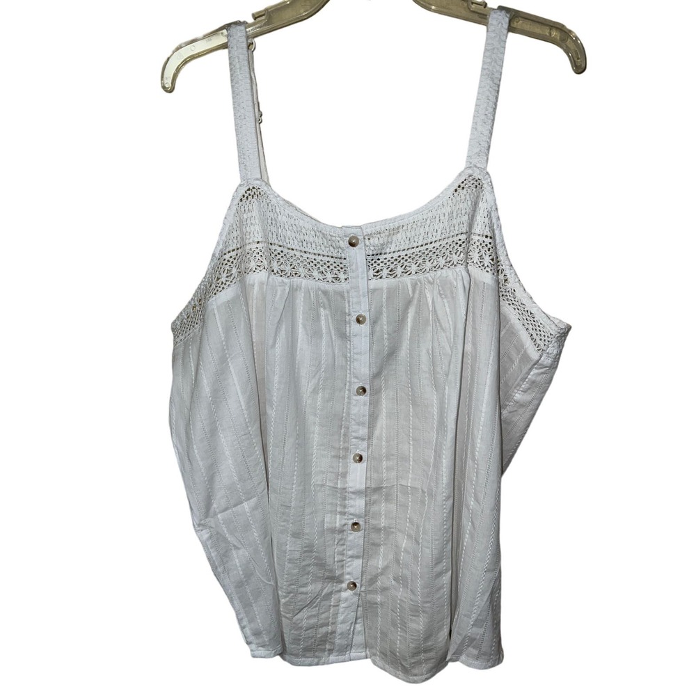 Crochet Swing Cami TORRID Tank Top White Essential 100% Cotton Sizes 1X 2X NEW - Picture 8 of 15